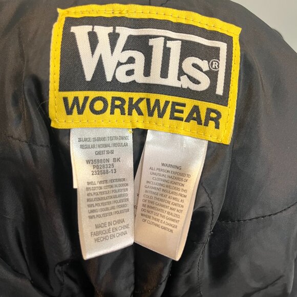 Walls Workwear Men's Jacket Fully Lined Full Zip With Hood Black Size 2X - Picture 4 of 4